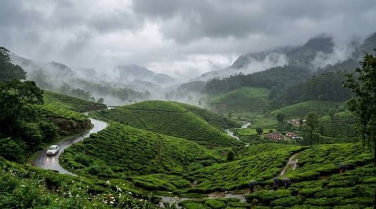 Kodaikanal valley panoramic view and mountain lake pine forest