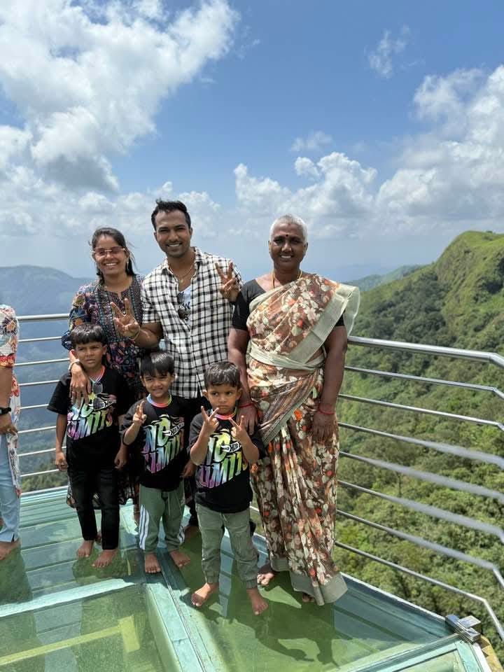 Customer family at glass bridge hilltop with Rithish Tours